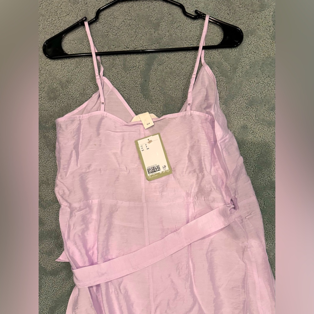 H&M lavender purple frill flowy tank-top spaghetti strap midi dress
